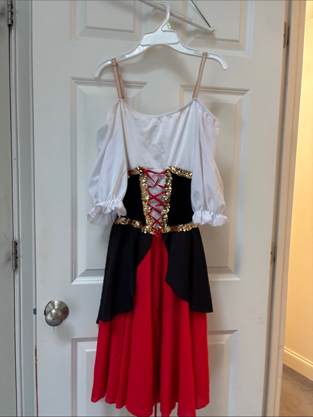 Source Unknown Girls Costume Dress in Red, Black and White with Gold Trim